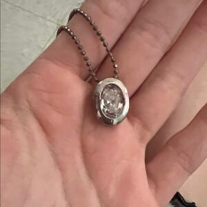Y2K cz medium gem silver tone necklace